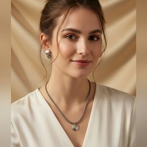 Maxine Denker Elegant Vintage Fashion Silver Necklace and Earring Sets